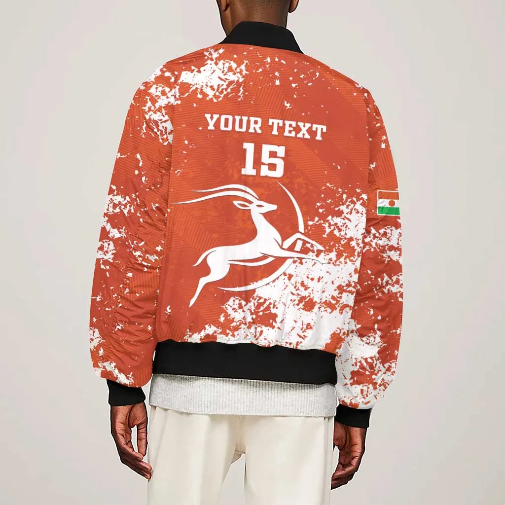 Custom Afro Niger Football Sleeve Zip Bomber Jacket We Are Champions LT15