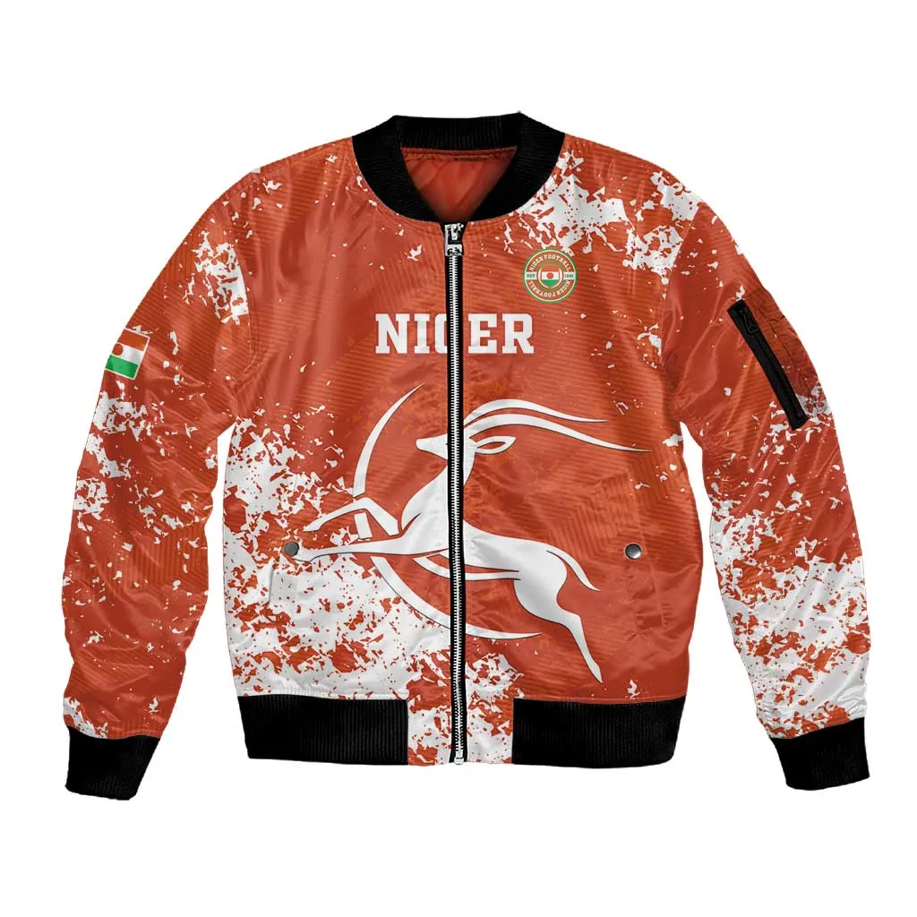Custom Afro Niger Football Sleeve Zip Bomber Jacket We Are Champions LT15