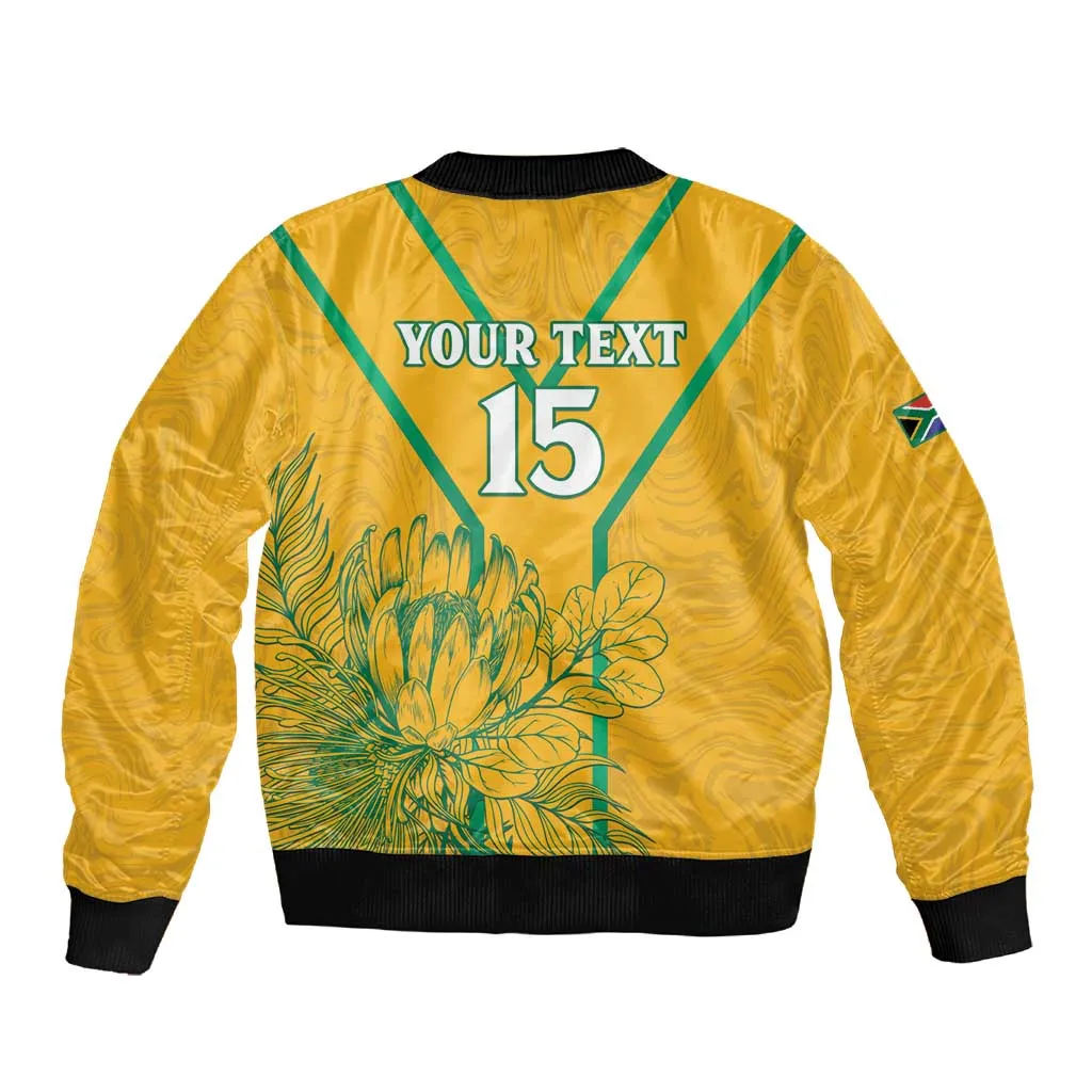 Custom Afro South Africa Soccer Sleeve Zip Bomber Jacket Go Champions LT15