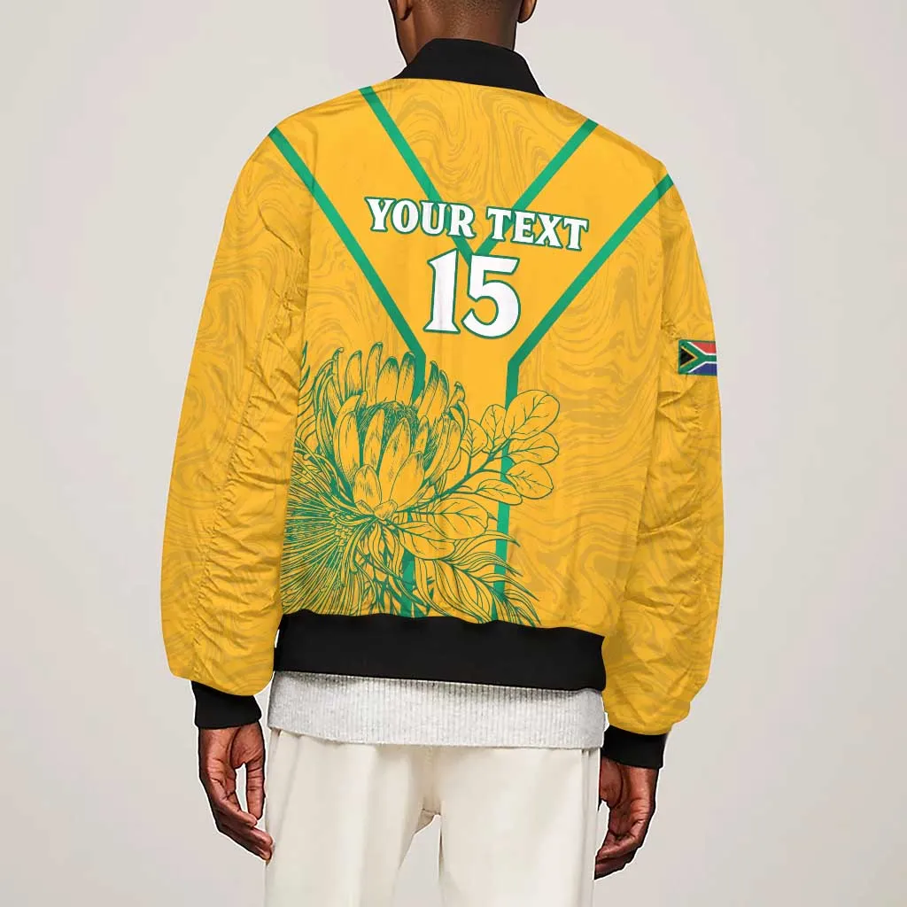 Custom Afro South Africa Soccer Sleeve Zip Bomber Jacket Go Champions LT15