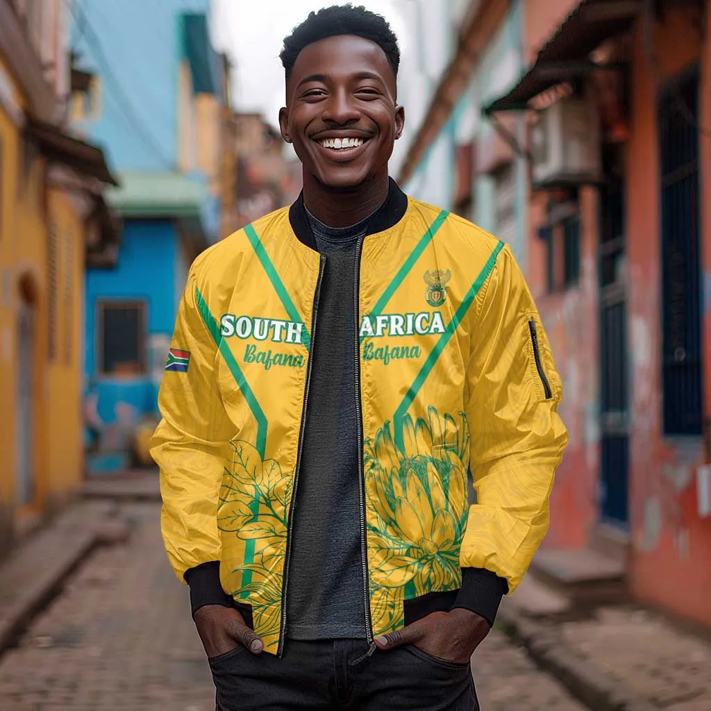 Custom Afro South Africa Soccer Sleeve Zip Bomber Jacket Go Champions LT15