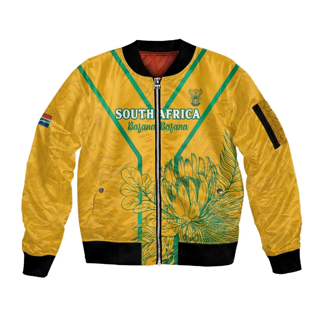 Custom Afro South Africa Soccer Sleeve Zip Bomber Jacket Go Champions LT15