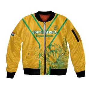 Custom Afro South Africa Soccer Sleeve Zip Bomber Jacket Go Champions LT15