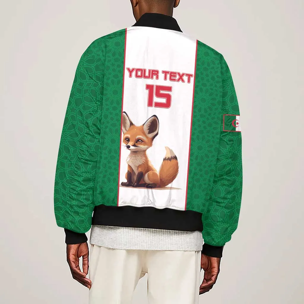 Custom Algeria Football Sleeve Zip Bomber Jacket Fennec Foxes With Islamic Pattern LT15
