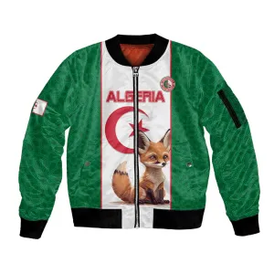 Custom Algeria Football Sleeve Zip Bomber Jacket Fennec Foxes With Islamic Pattern LT15
