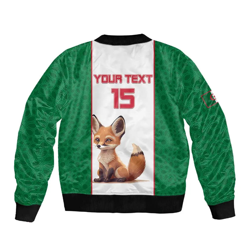 Custom Algeria Football Sleeve Zip Bomber Jacket Fennec Foxes With Islamic Pattern LT15