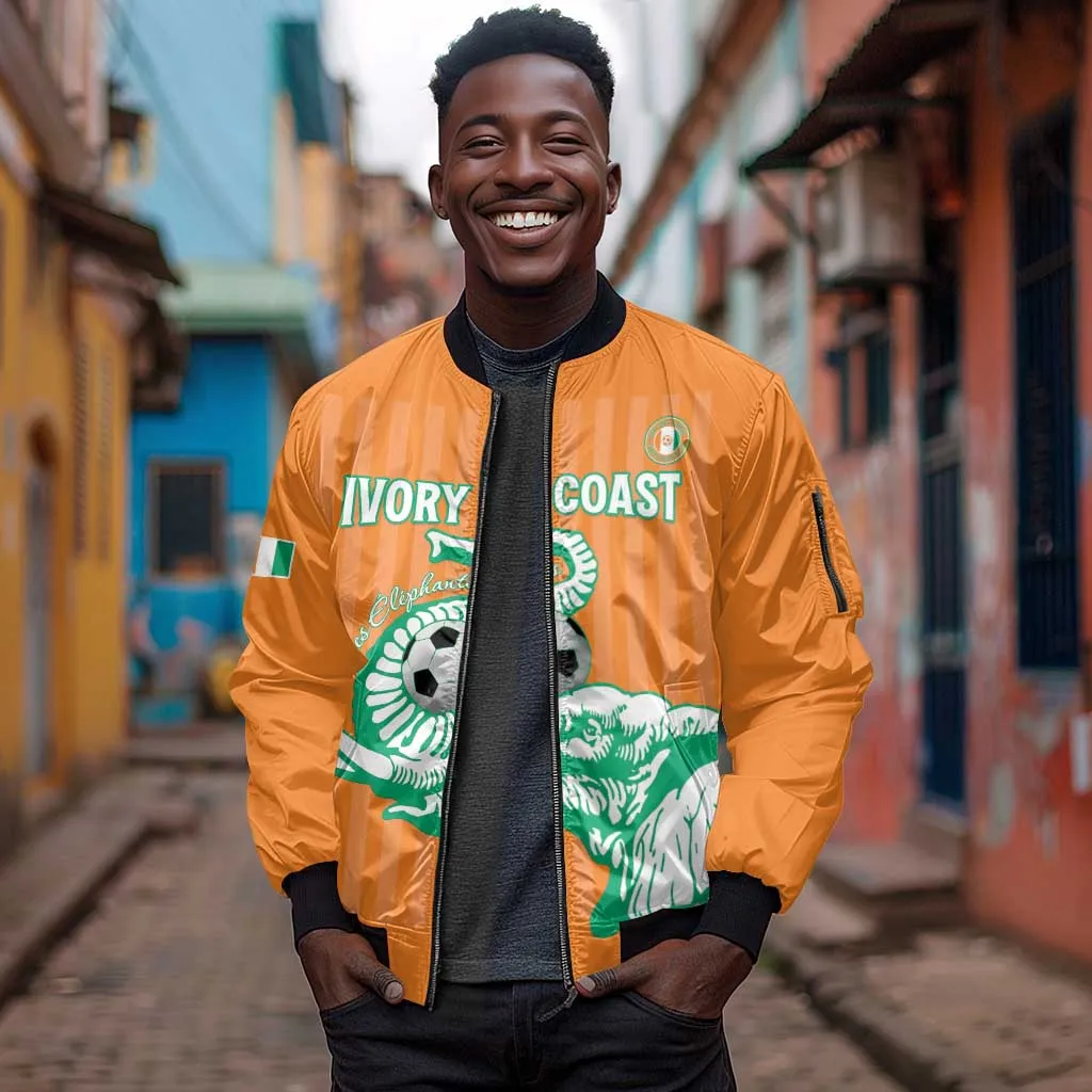 Custom Cote dIvoire Football Sleeve Zip Bomber Jacket Les Elephants LT15