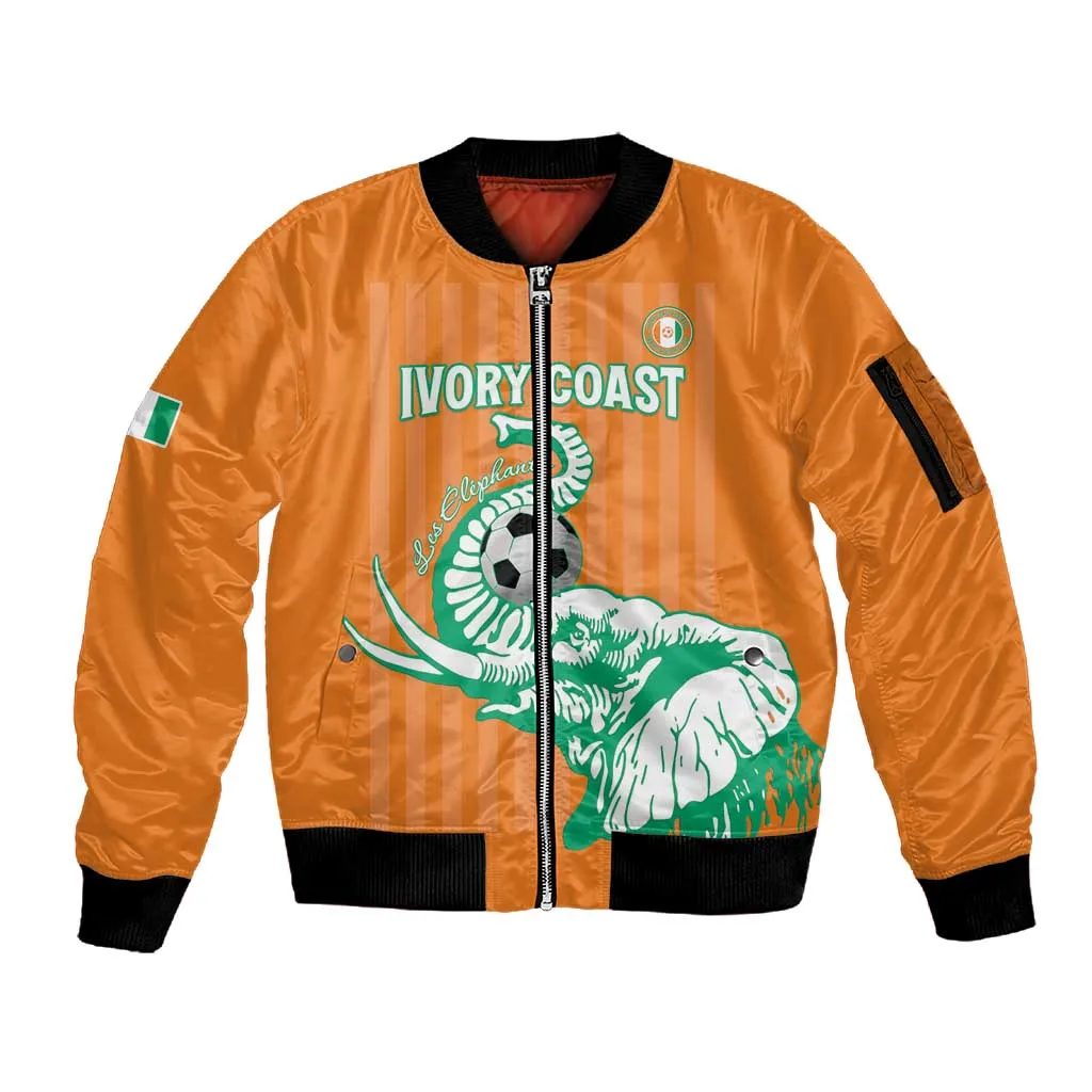 Custom Cote dIvoire Football Sleeve Zip Bomber Jacket Les Elephants LT15