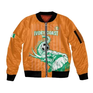 Custom Cote dIvoire Football Sleeve Zip Bomber Jacket Les Elephants LT15