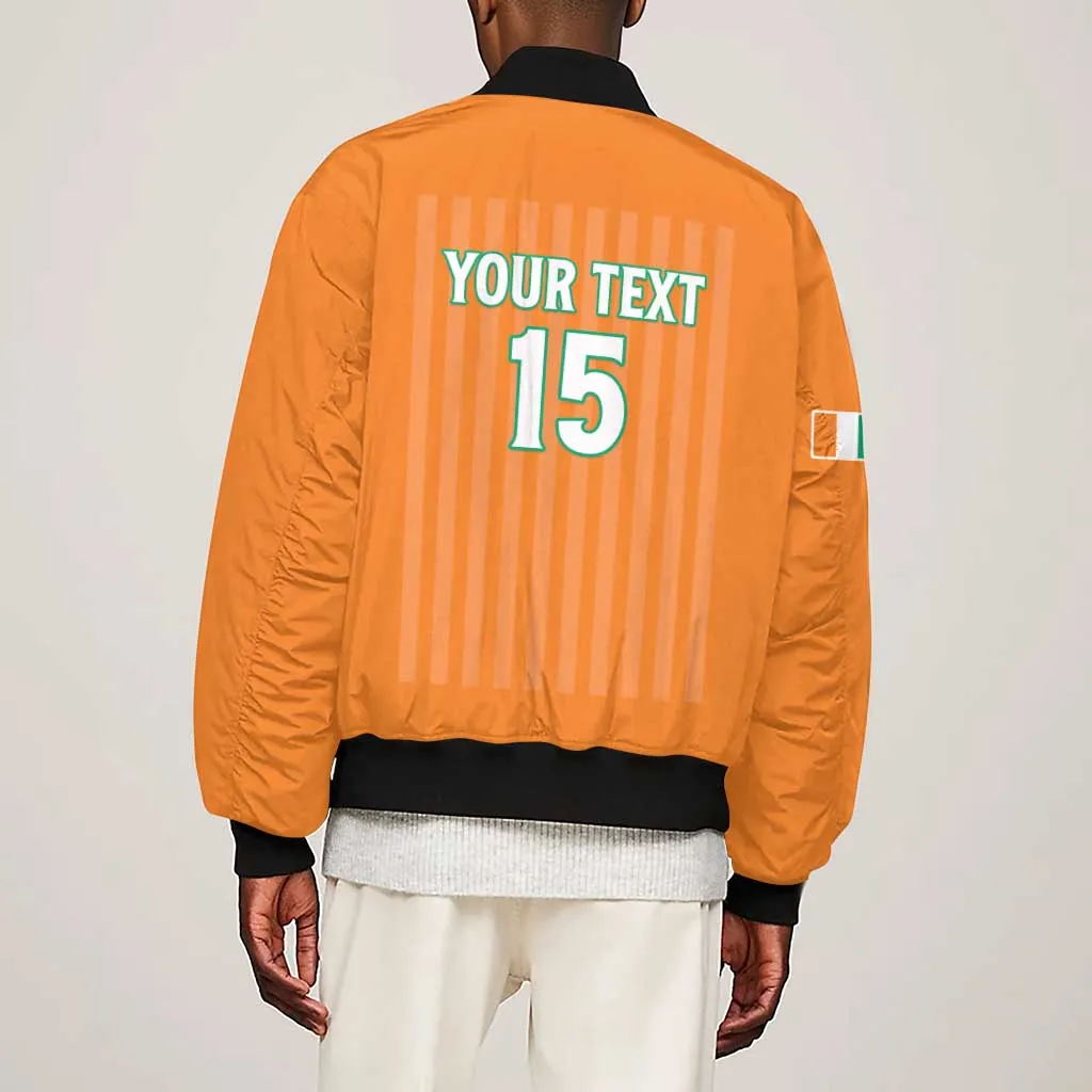 Custom Cote dIvoire Football Sleeve Zip Bomber Jacket Les Elephants LT15