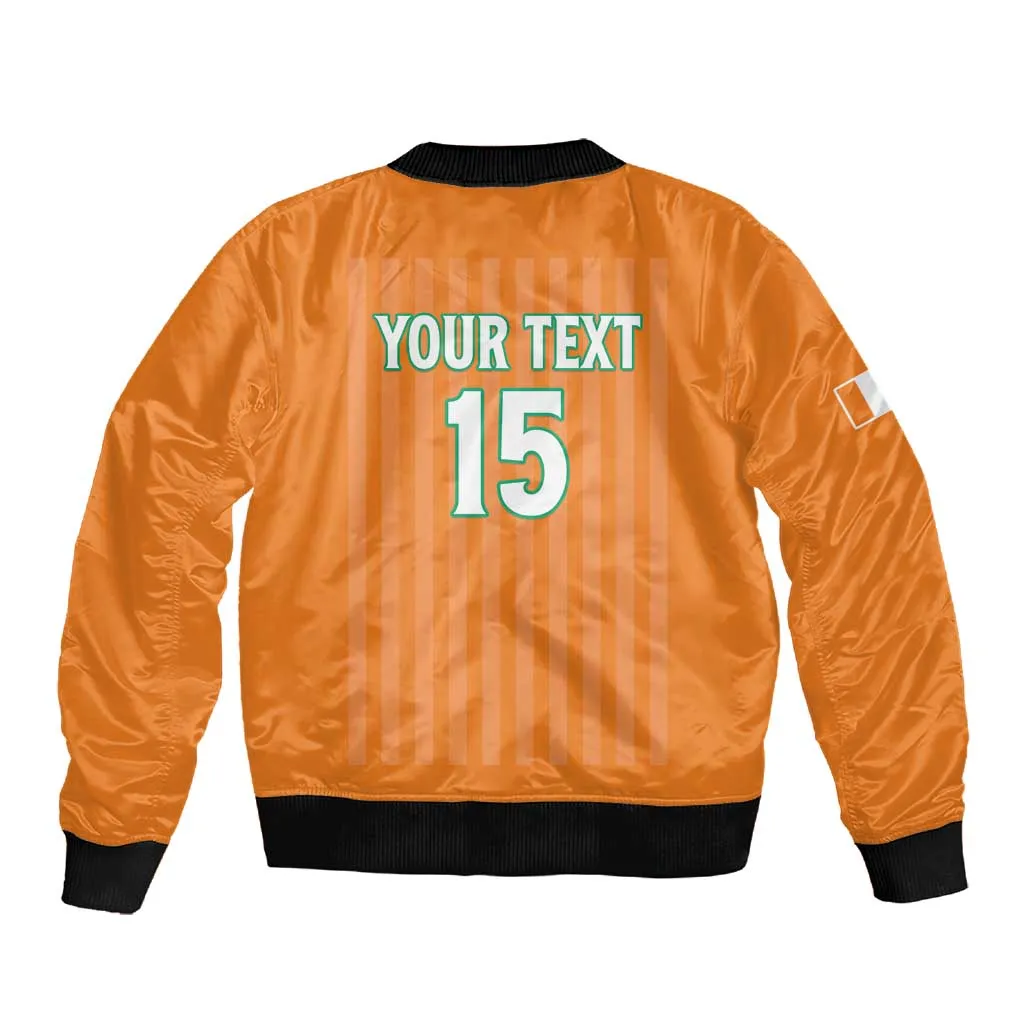 Custom Cote dIvoire Football Sleeve Zip Bomber Jacket Les Elephants LT15