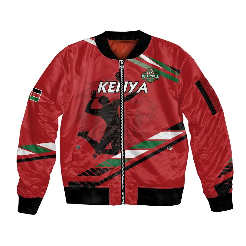 Custom Kenya Volleyball Sleeve Zip Bomber Jacket Go Champions LT15