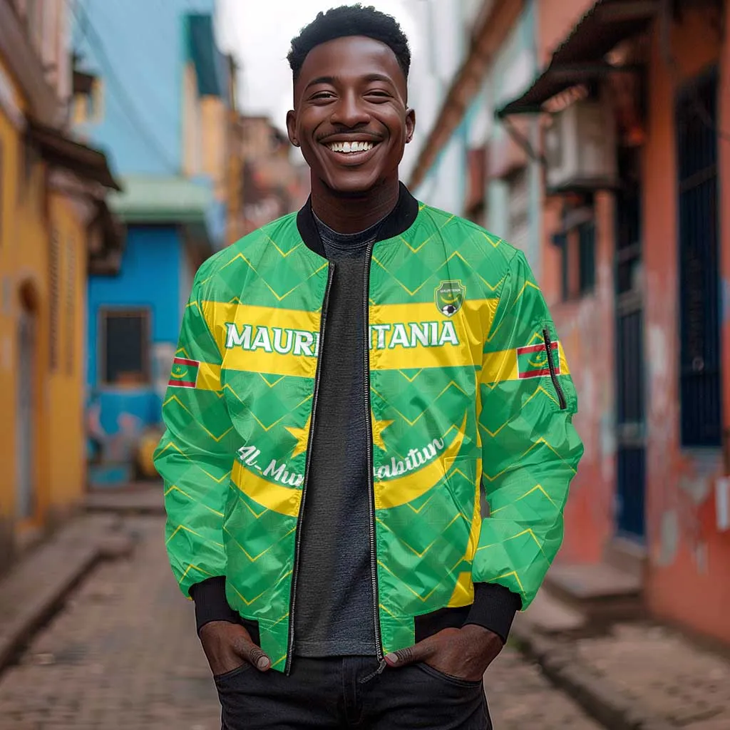 Custom Mauritania Beach Soccer 2025 Sleeve Zip Bomber Jacket Allez Al-Murabitun LT15