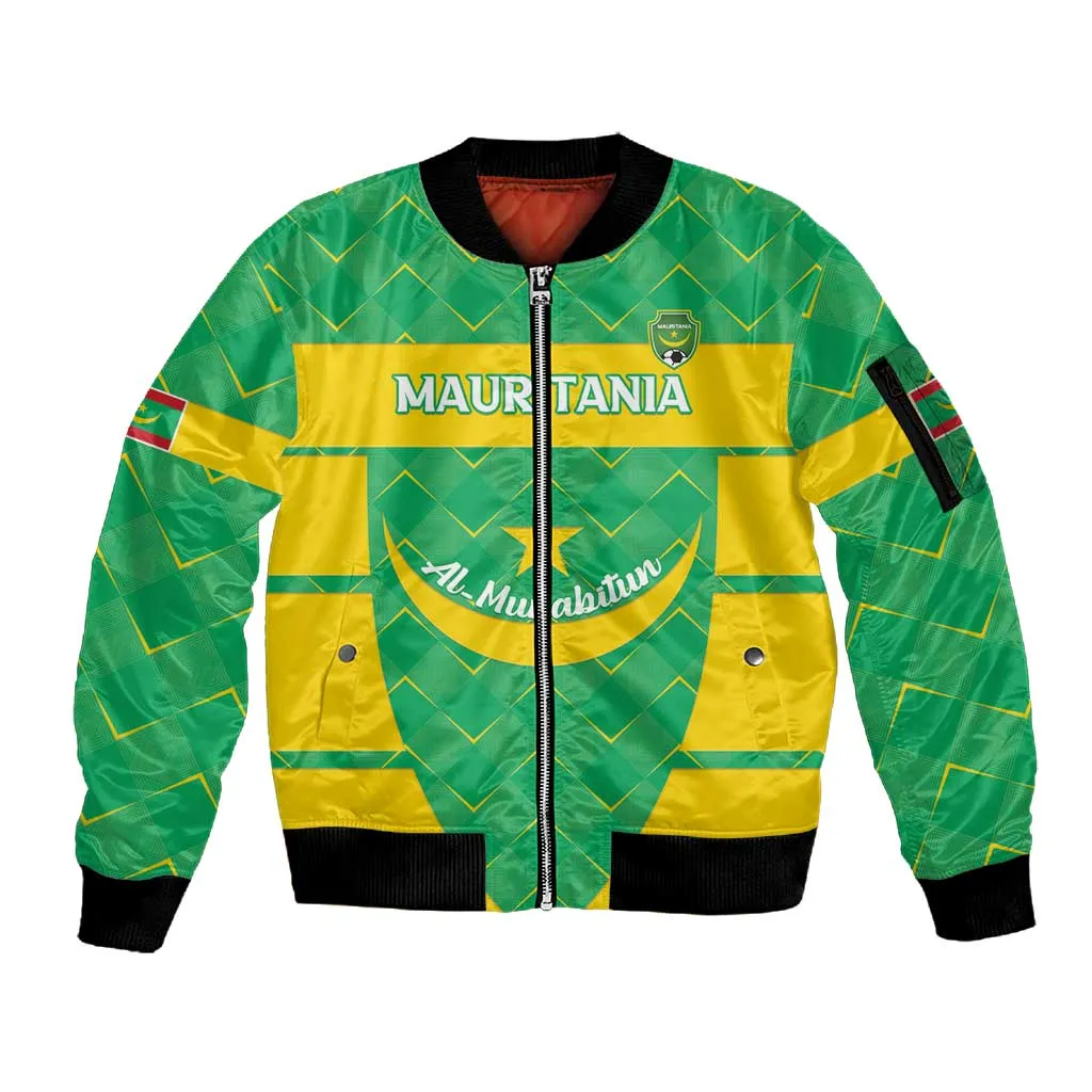 Custom Mauritania Beach Soccer 2025 Sleeve Zip Bomber Jacket Allez Al-Murabitun LT15