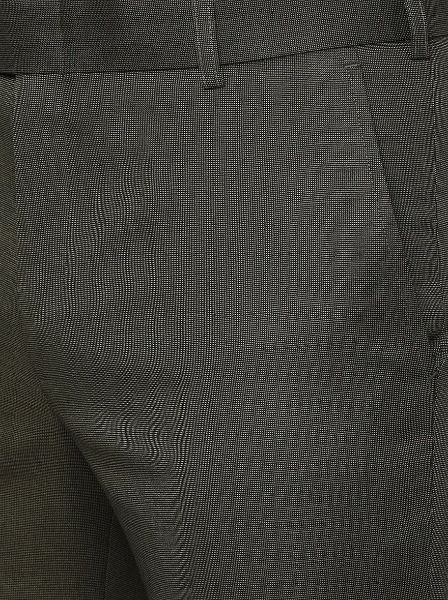 Dark Green Solid Slim Fit Formal Trouser | Metal