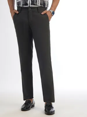 Dark Grey Solid Uno Fit Casual Trouser | JadeBlue