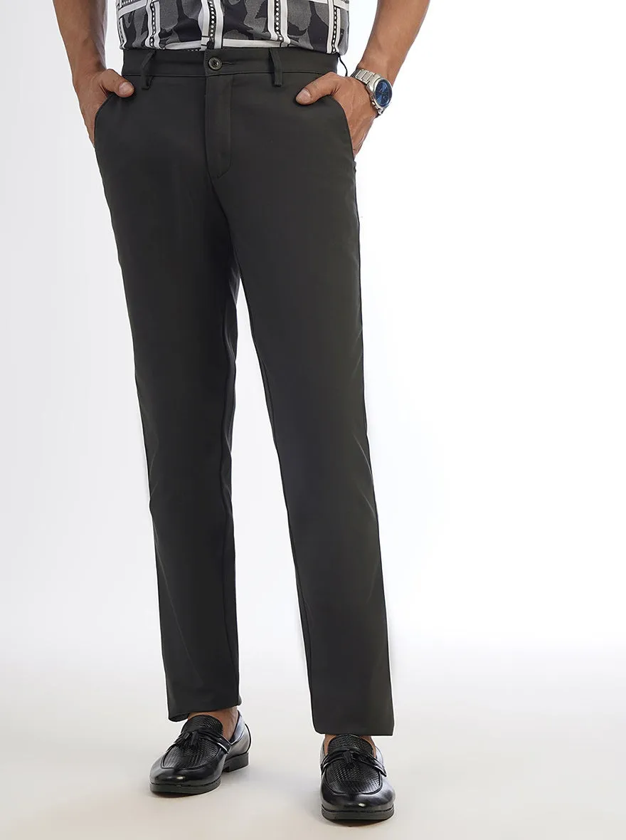 Dark Grey Solid Uno Fit Casual Trouser | JadeBlue