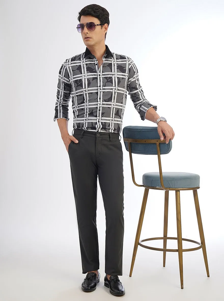 Dark Grey Solid Uno Fit Casual Trouser | JadeBlue
