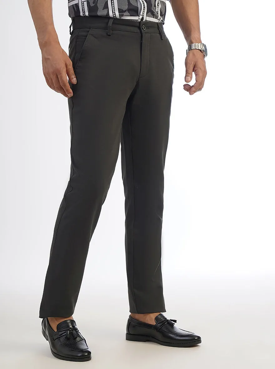 Dark Grey Solid Uno Fit Casual Trouser | JadeBlue