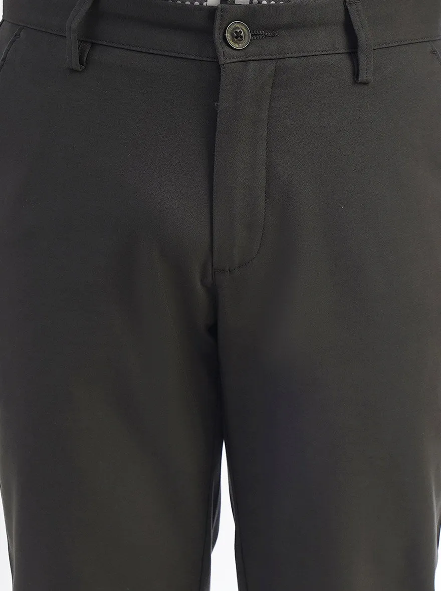 Dark Grey Solid Uno Fit Casual Trouser | JadeBlue