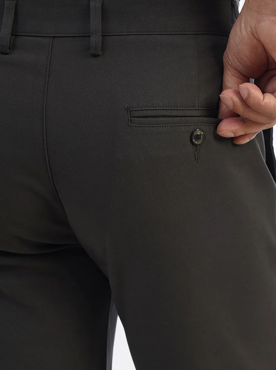Dark Grey Solid Uno Fit Casual Trouser | JadeBlue