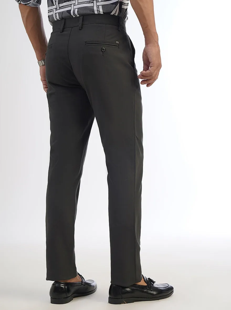 Dark Grey Solid Uno Fit Casual Trouser | JadeBlue