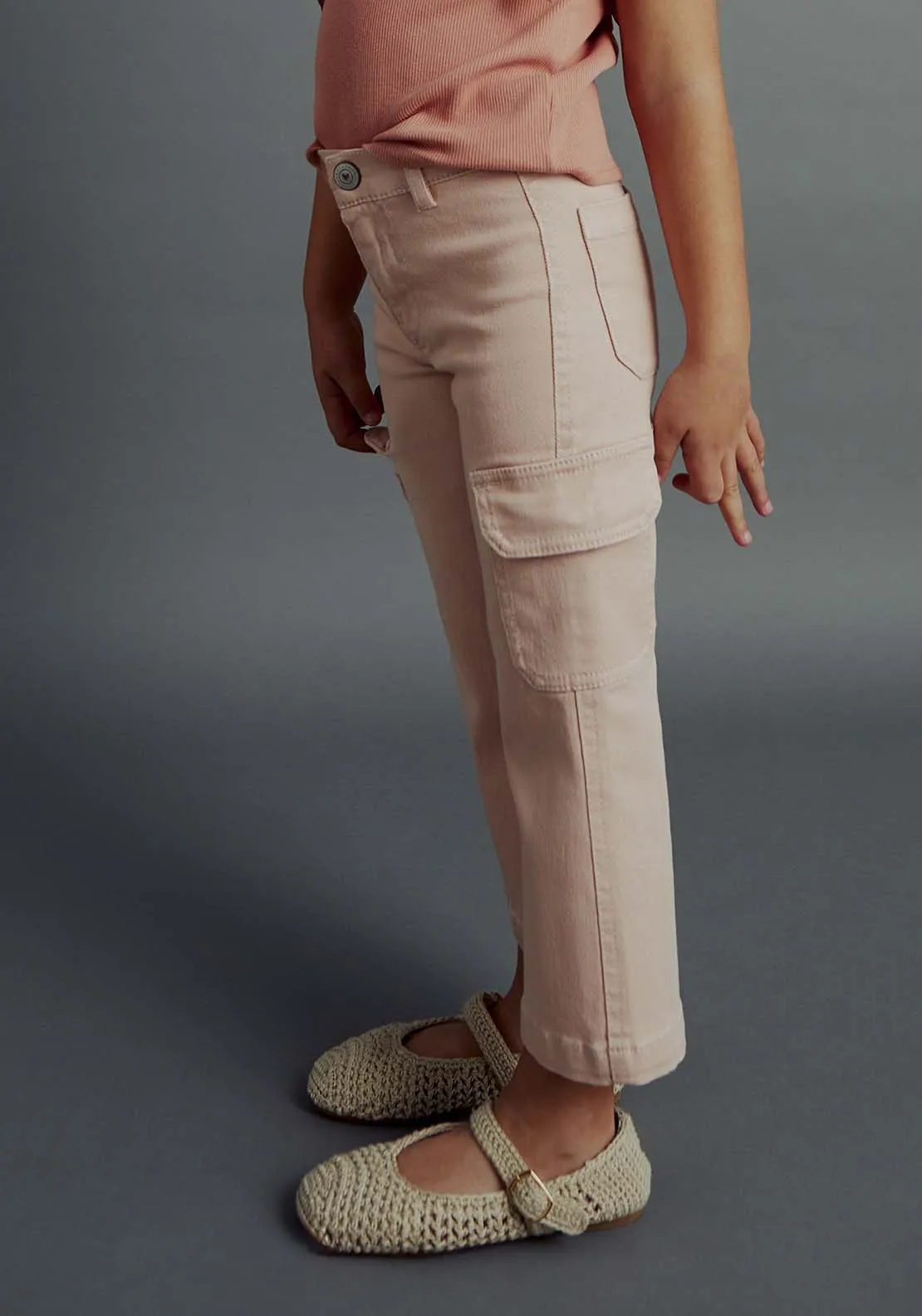 Denim cargo trousers - Pink Light