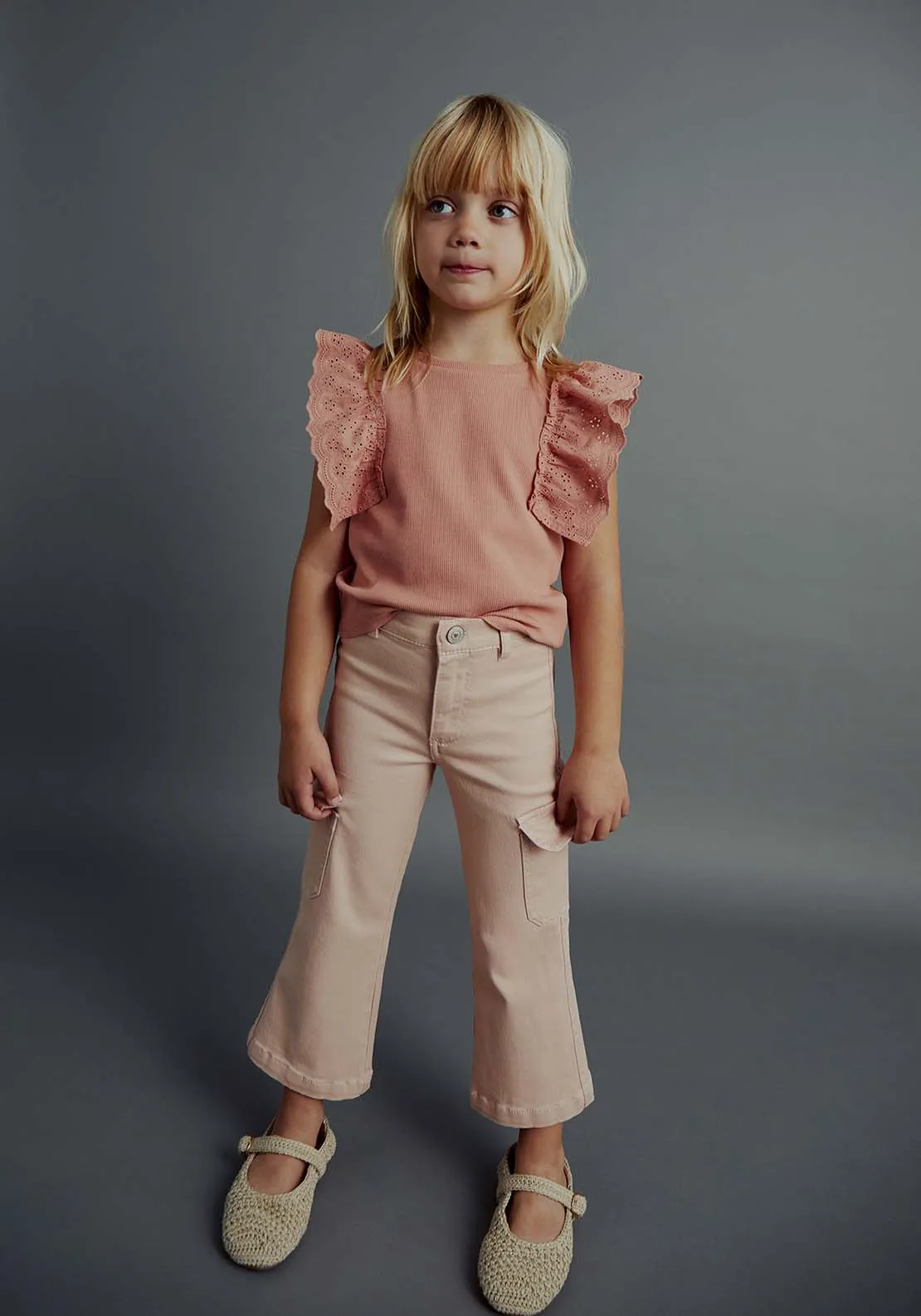Denim cargo trousers - Pink Light
