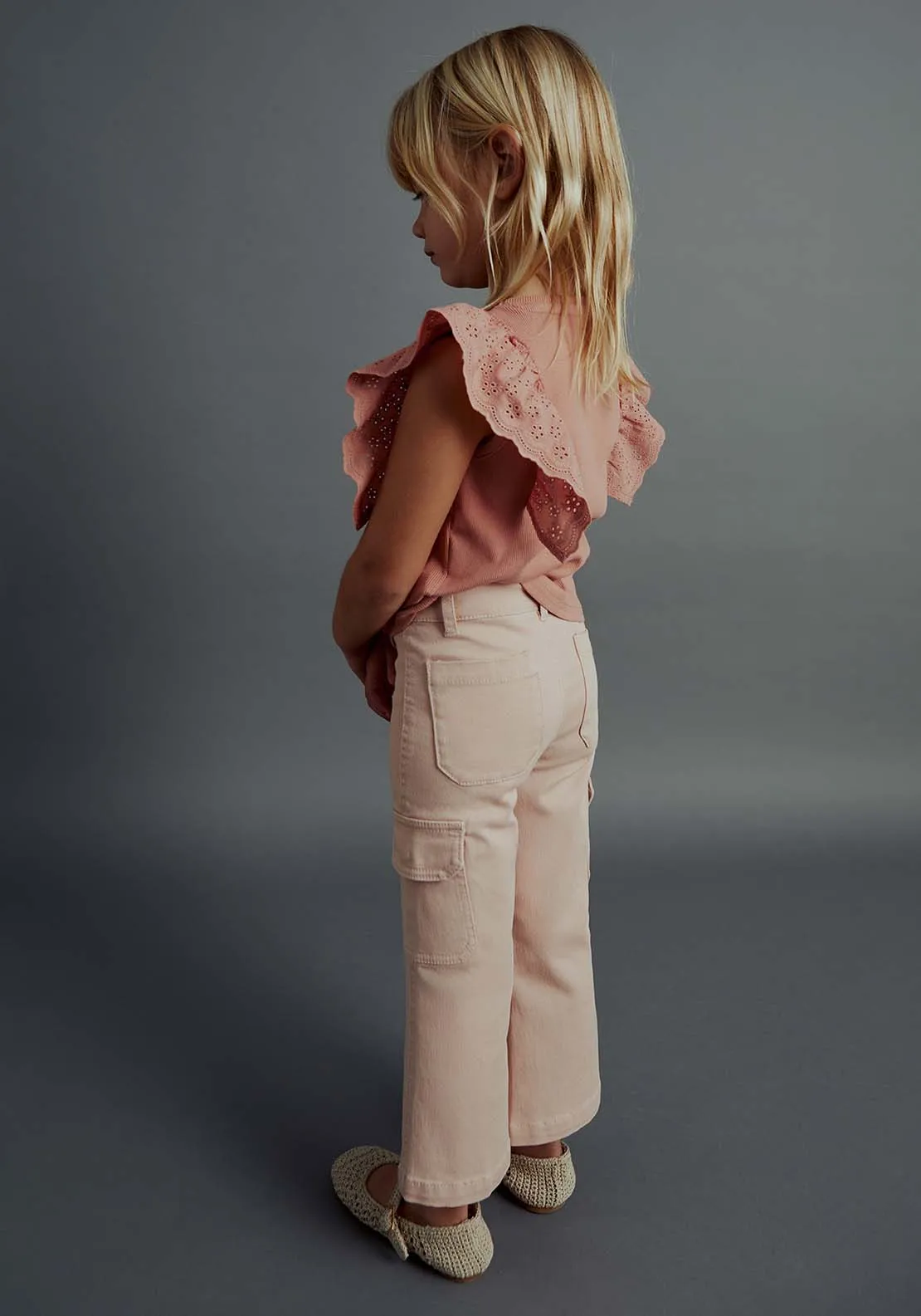 Denim cargo trousers - Pink Light
