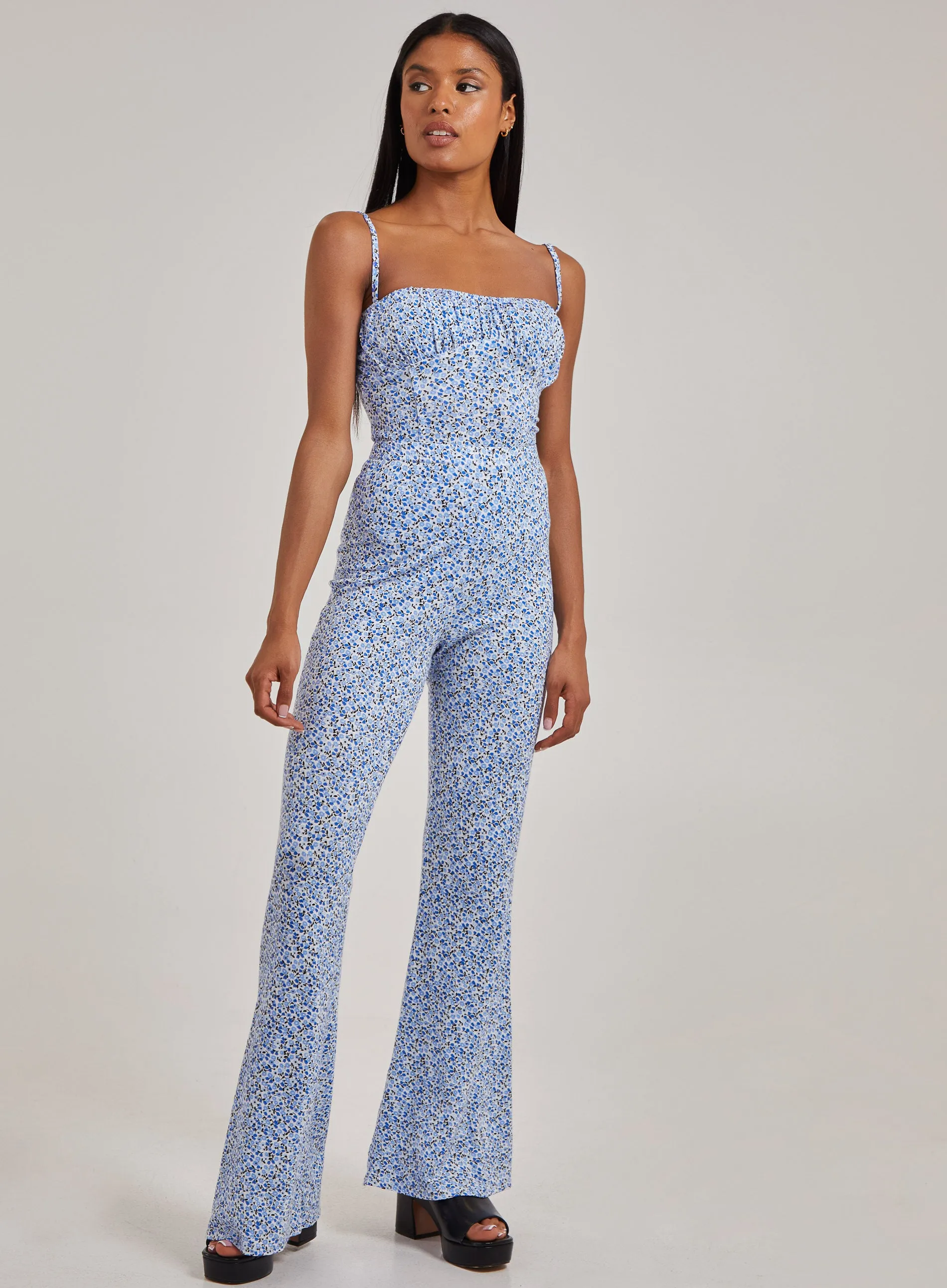Ditsy Print Flare Trousers