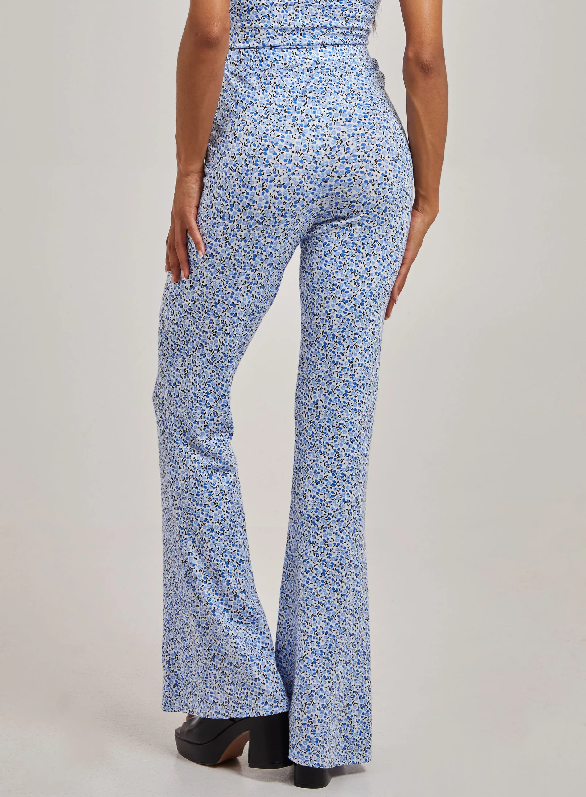 Ditsy Print Flare Trousers
