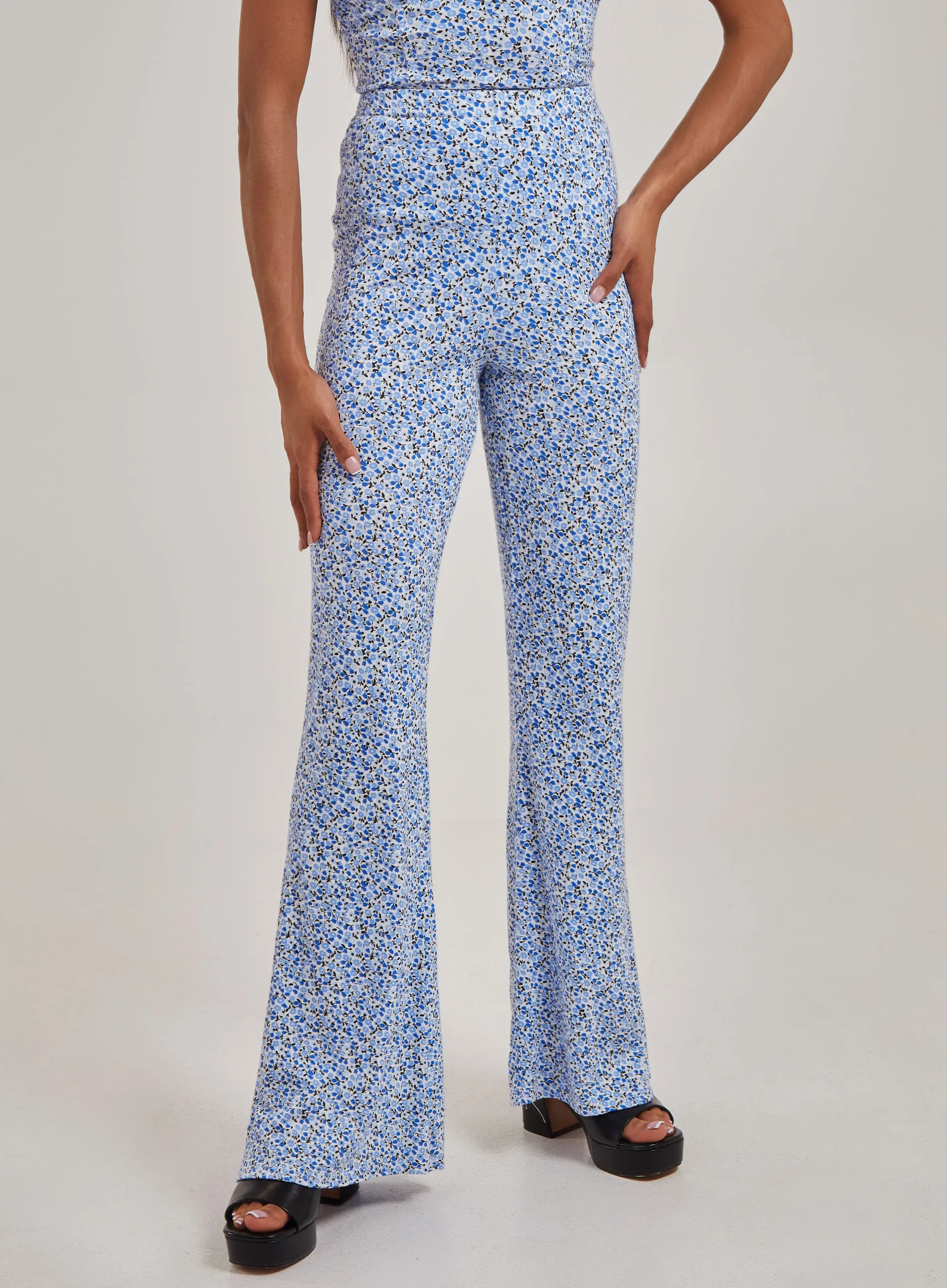 Ditsy Print Flare Trousers