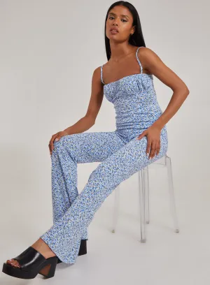 Ditsy Print Flare Trousers