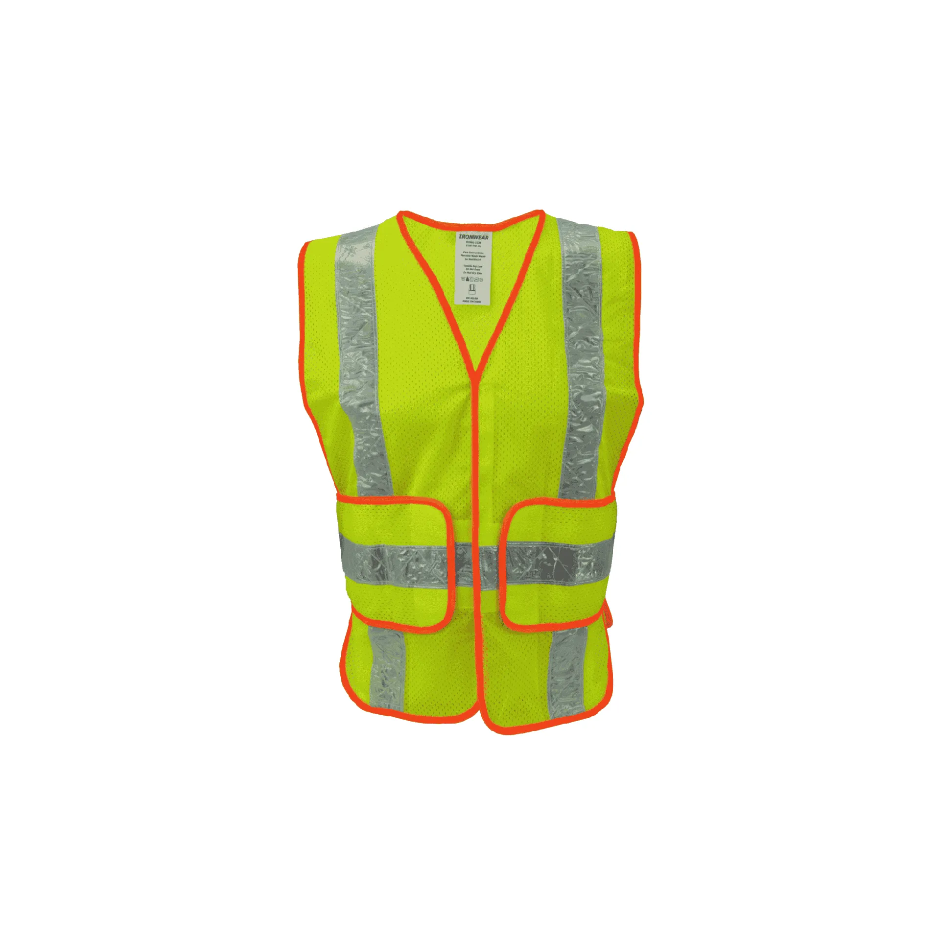 Economy Lime Polyester Mesh Hook and Loop Safety Vest