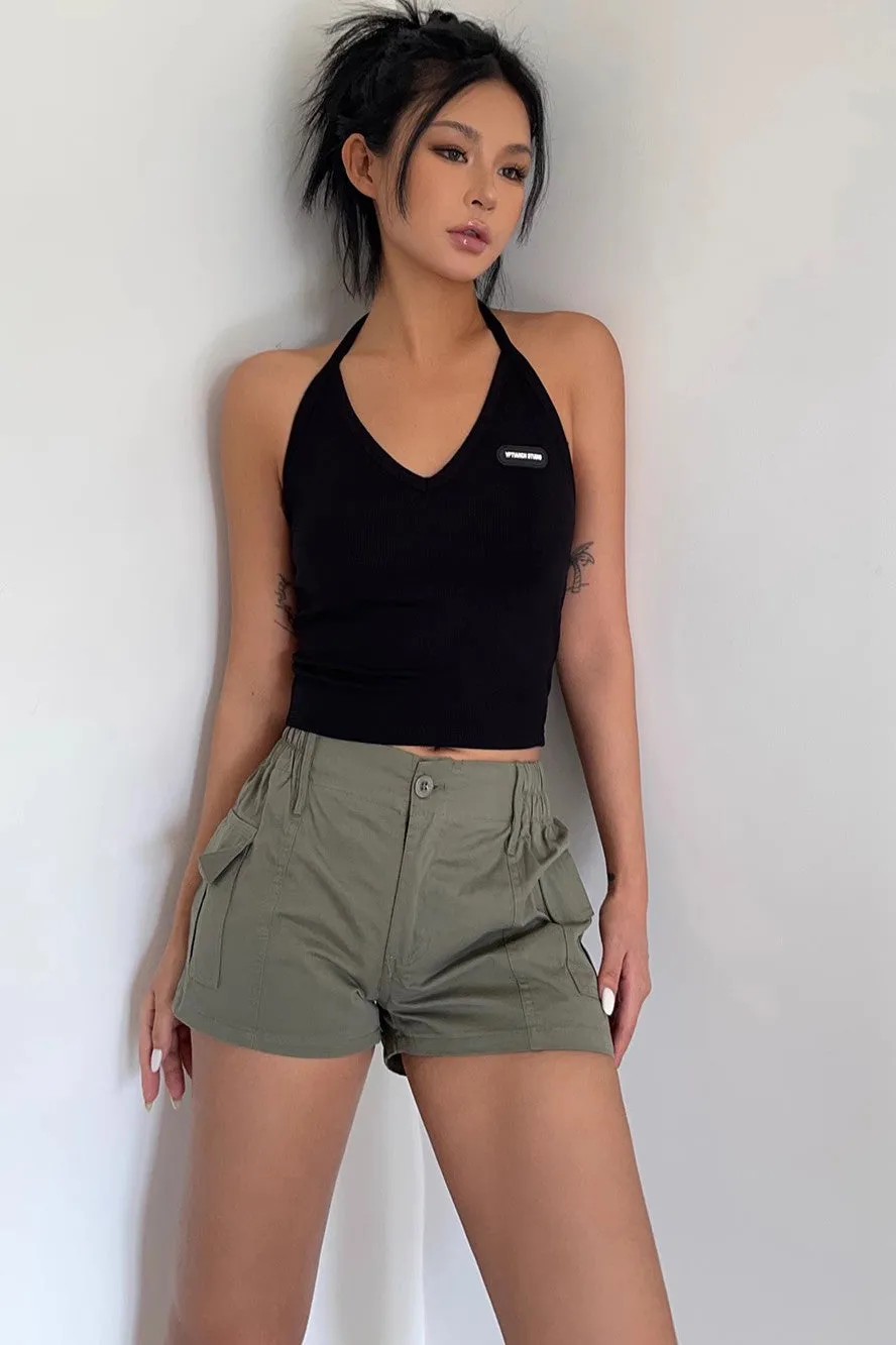 Elastic Waist Pocket Side Shorts