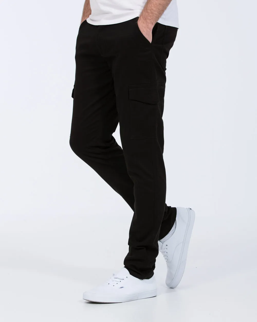 Essentalls Ray Tall Slim Fit Cargo Trousers (black)