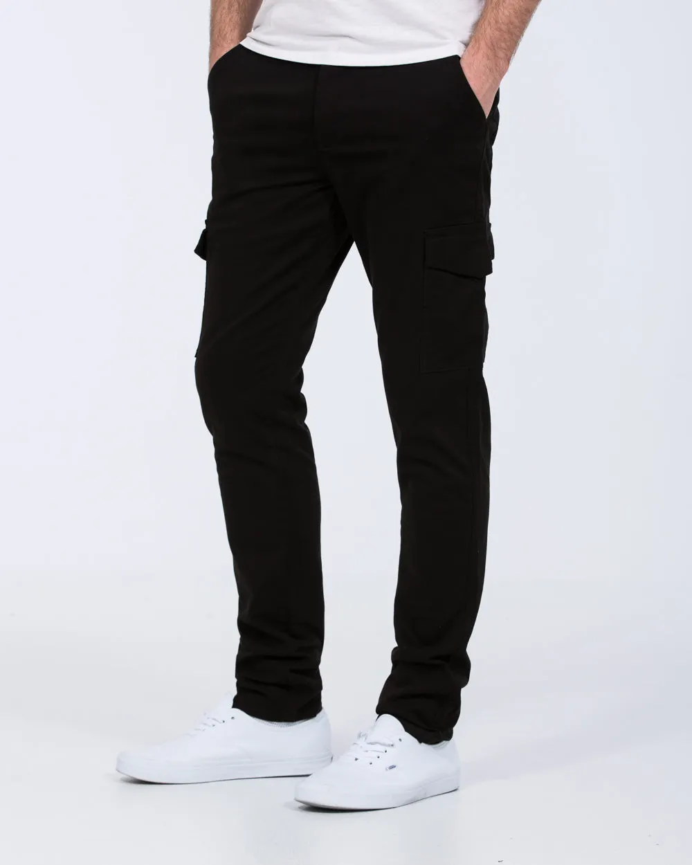 Essentalls Ray Tall Slim Fit Cargo Trousers (black)