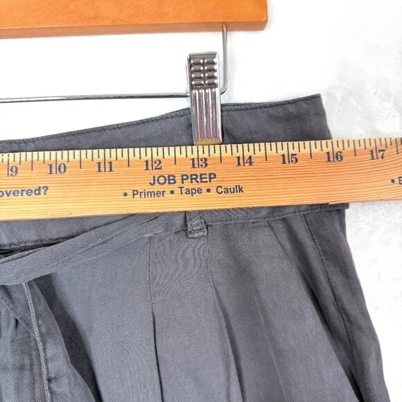Faherty Arlie Tie Waist Shorts Womens M Gray Organic Cotton Lyocell Pleated