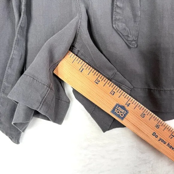 Faherty Arlie Tie Waist Shorts Womens M Gray Organic Cotton Lyocell Pleated