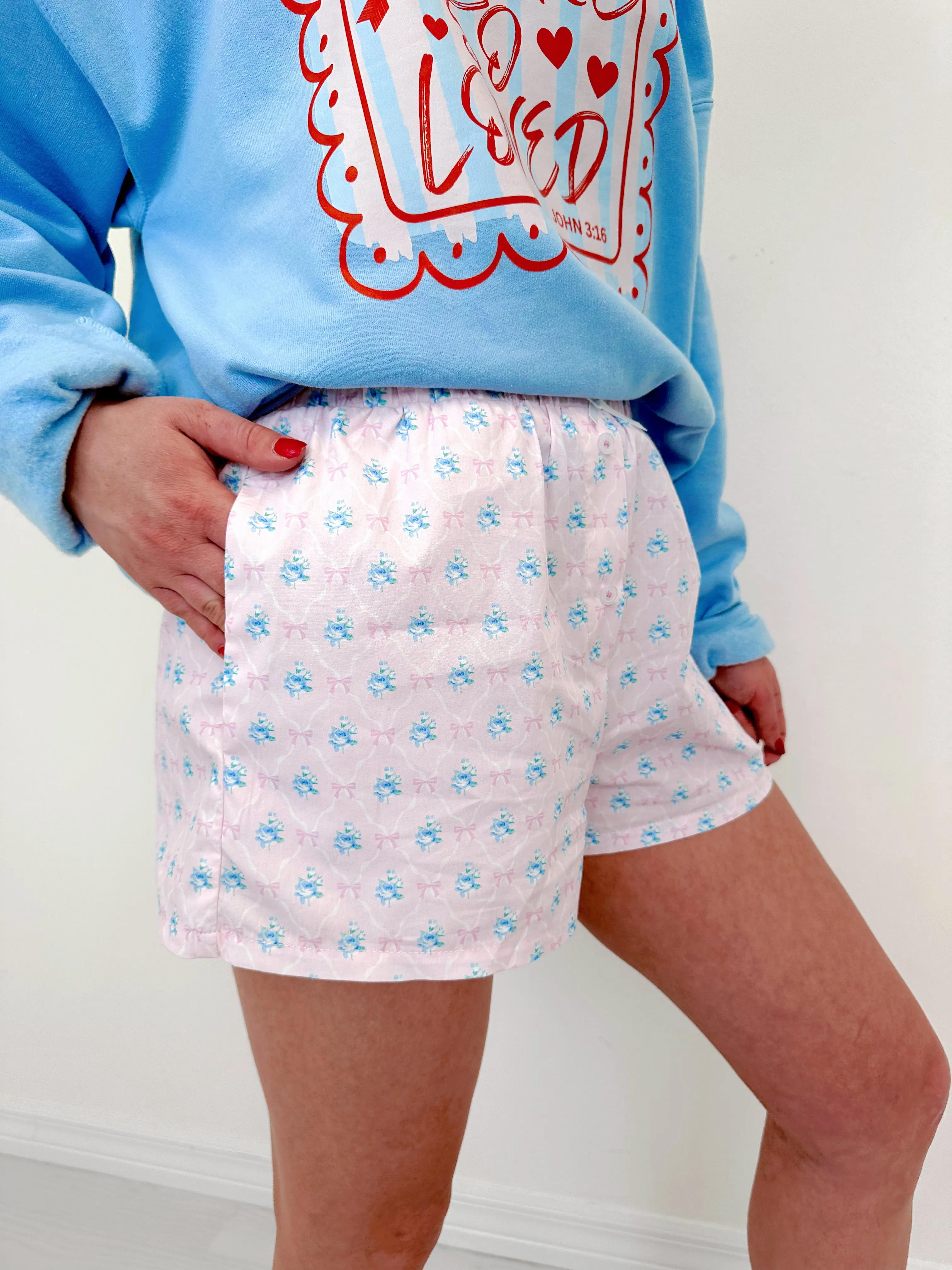 Fancy Floral & Bow Print Boxer Shorts - 2 Colors