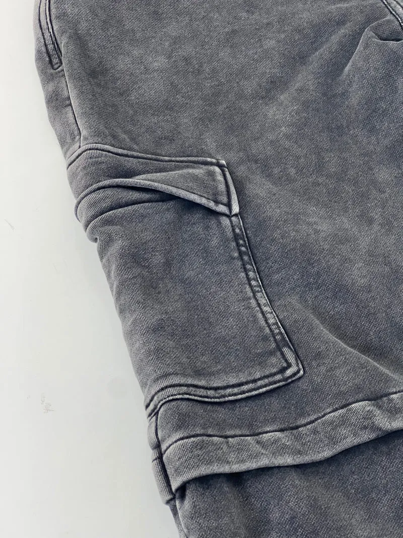 Francis Washed Grey Baggy Cargo Denim Jeans Pants