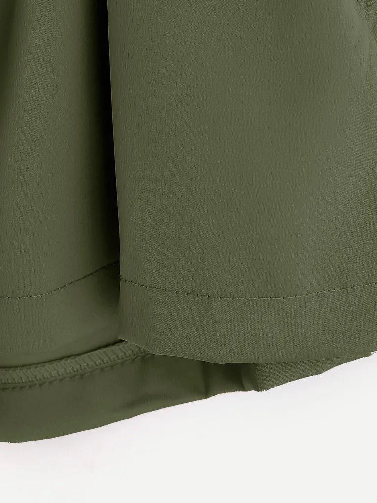 Frill Waist Self Tie Shorts