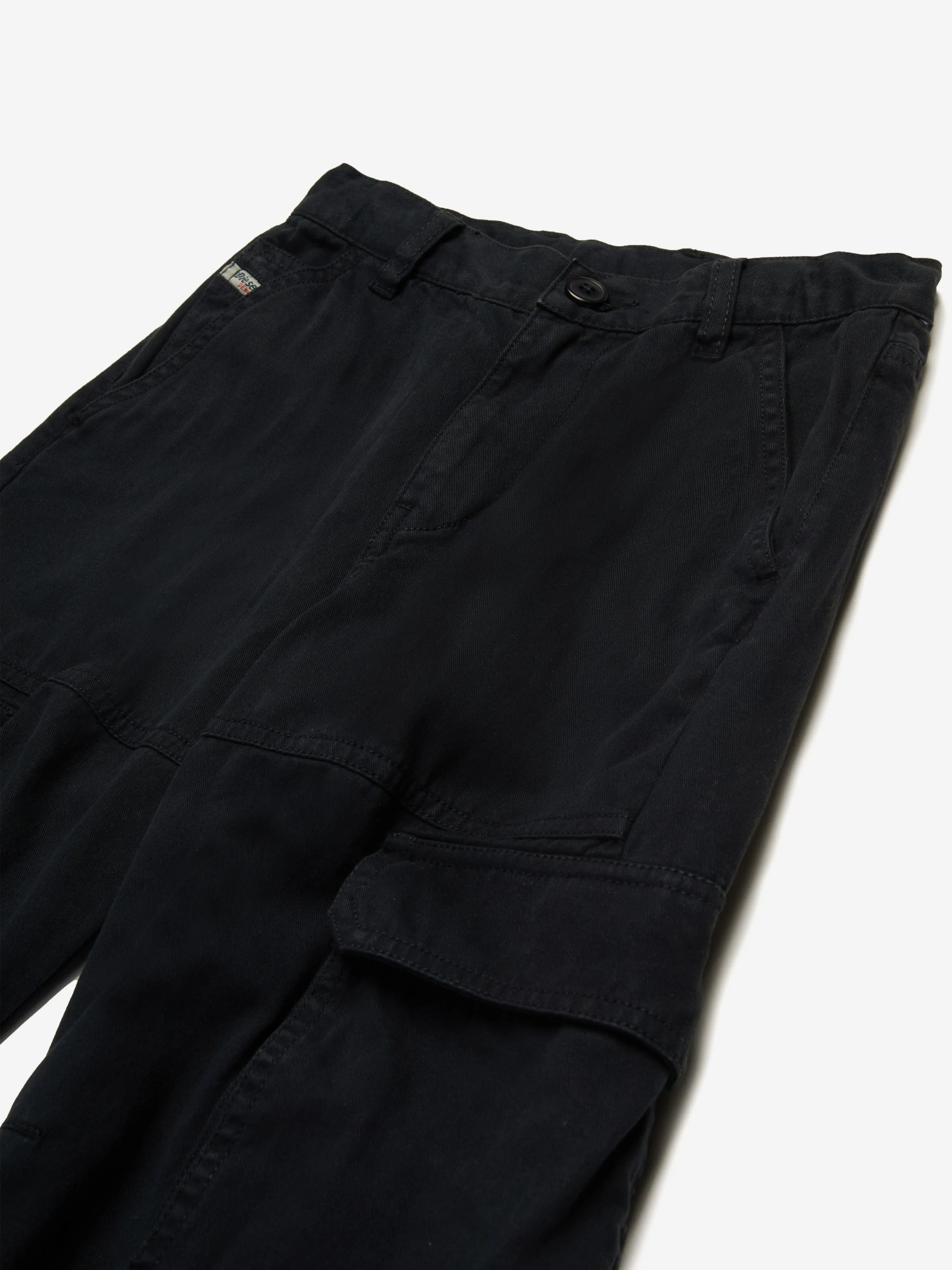 Girls Wide Leg Cargo Trousers in Black
