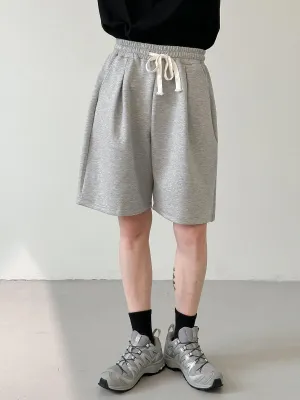 Gray Elastic Waist Shorts