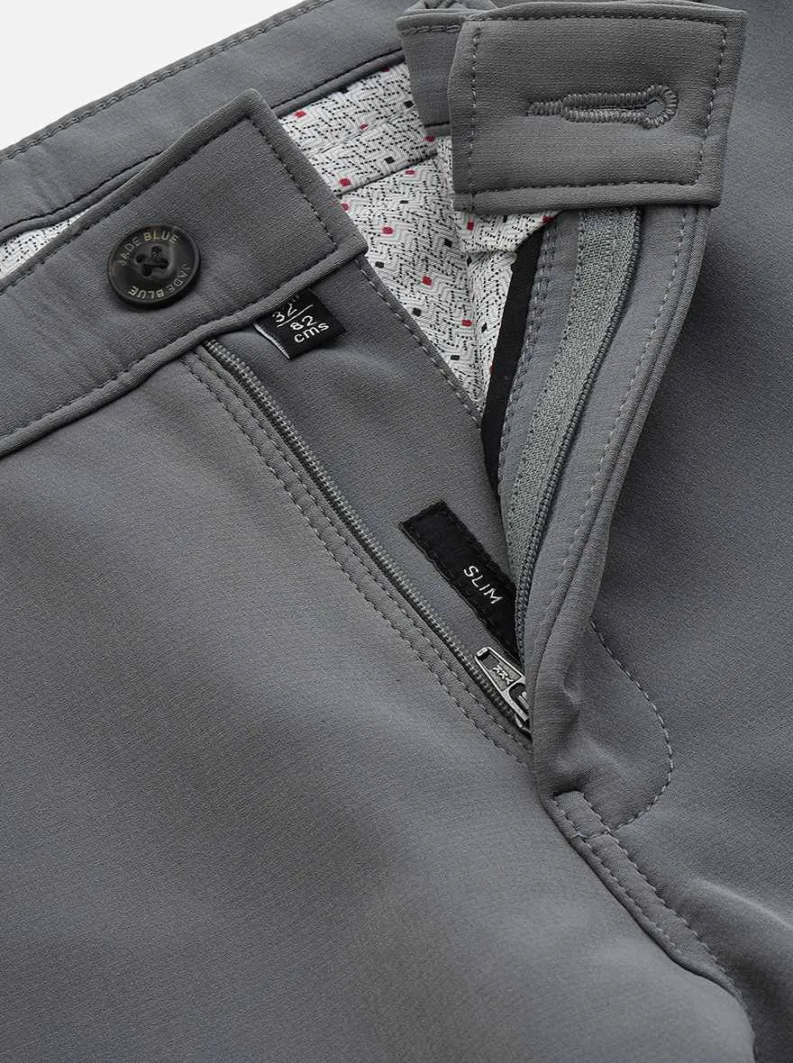 Grey Solid Slim Fit Club Wear Trouser | JB Studio