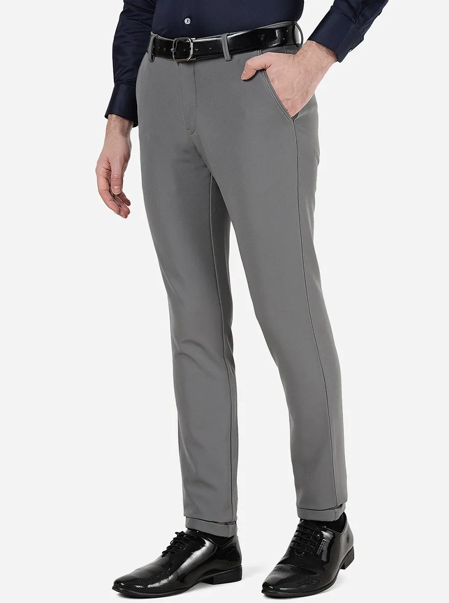 Grey Solid Slim Fit Club Wear Trouser | JB Studio