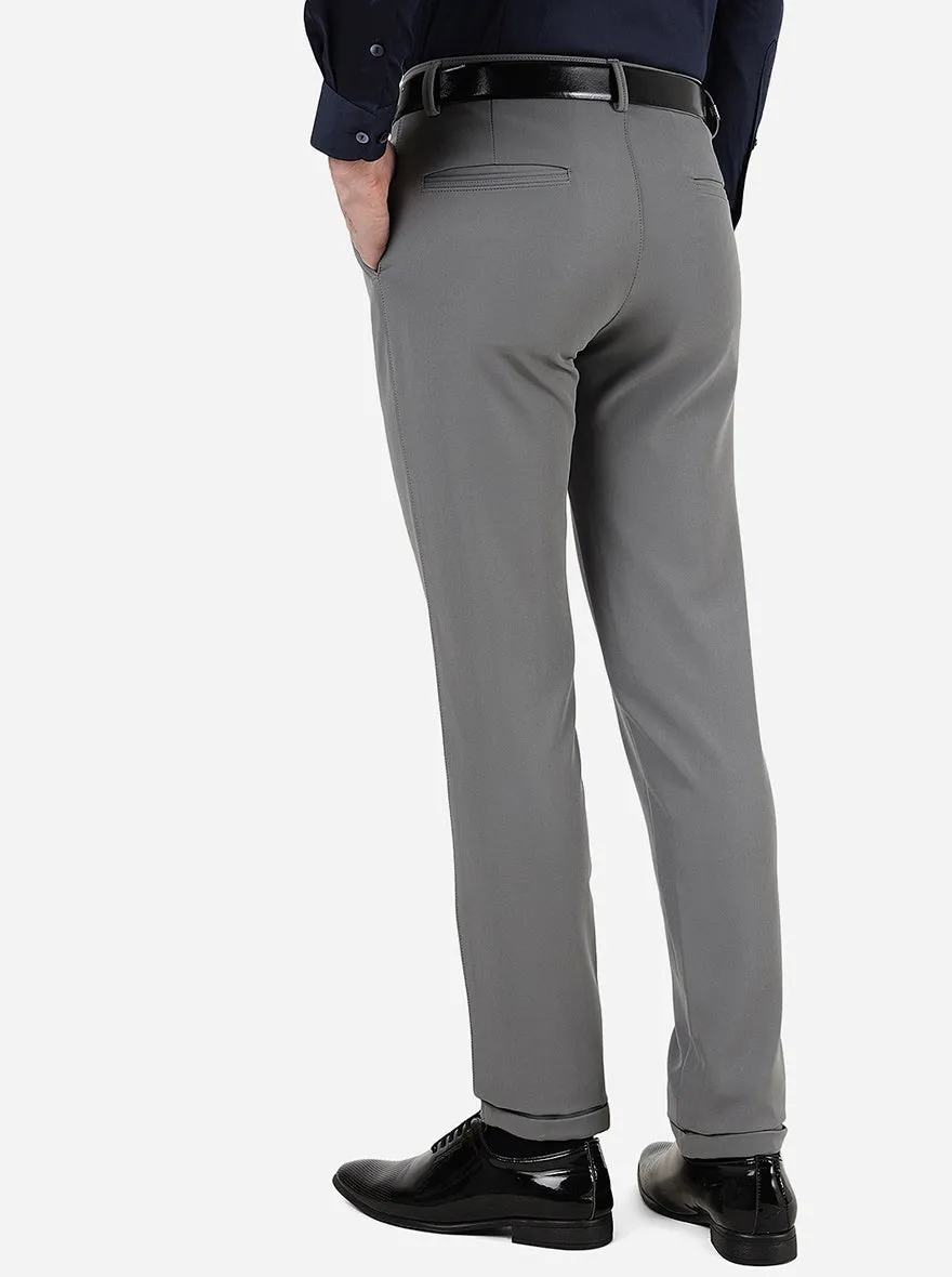 Grey Solid Slim Fit Club Wear Trouser | JB Studio