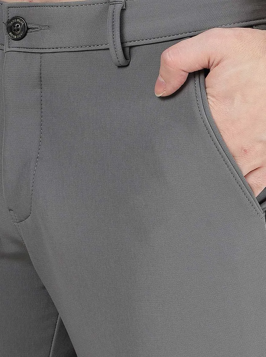Grey Solid Slim Fit Club Wear Trouser | JB Studio