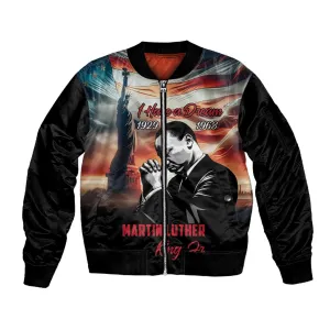 Happy MLK Day Sleeve Zip Bomber Jacket Black Americans Leaders I Have a Dream LT18