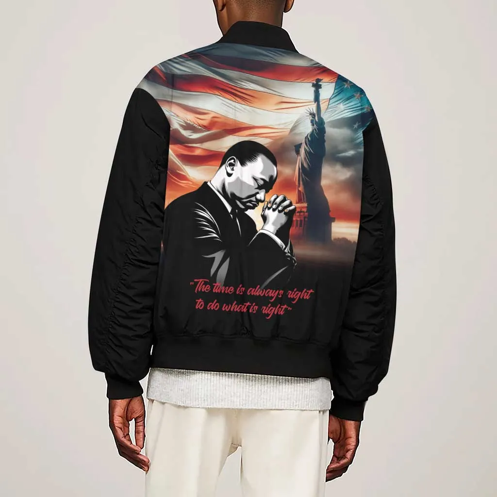 Happy MLK Day Sleeve Zip Bomber Jacket Black Americans Leaders I Have a Dream LT18